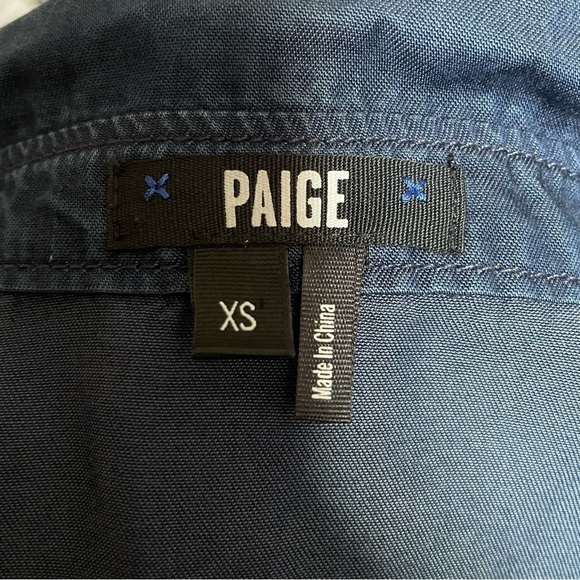 Paige Mika Collared Shirt Dress in Cromwell Blue Button Up Tie Waist EUC Size XS - Picture 7 of 8